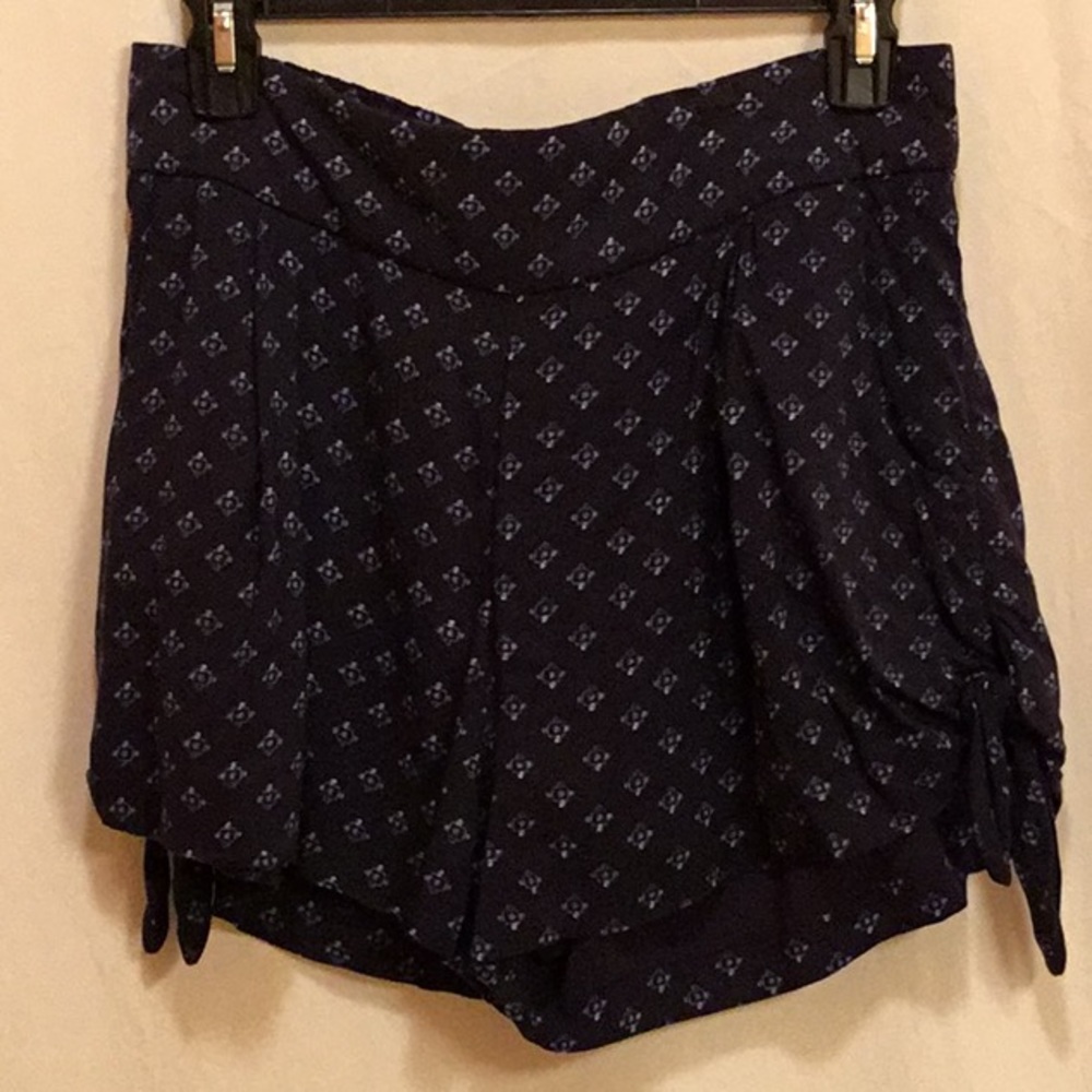 Free People shorts, navy print, side tie